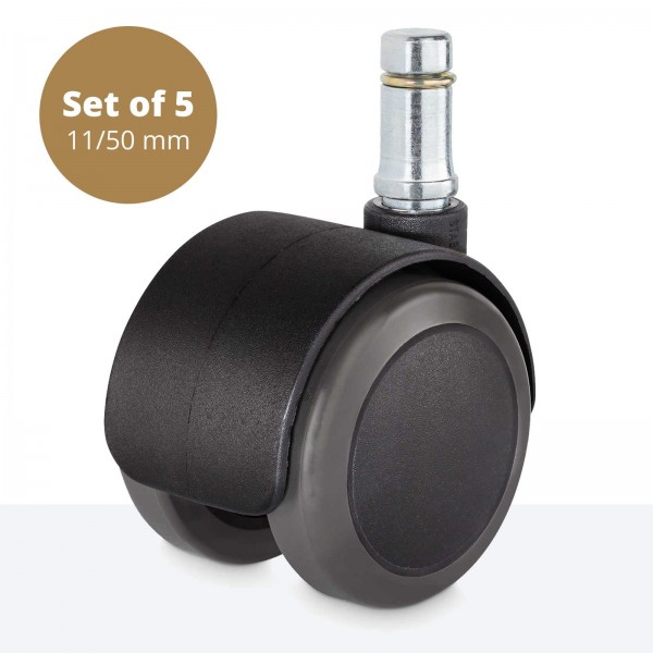 Hartbodenrollen – 11mm Ø Stift und 50mm Ø Rolle im 5er-Set